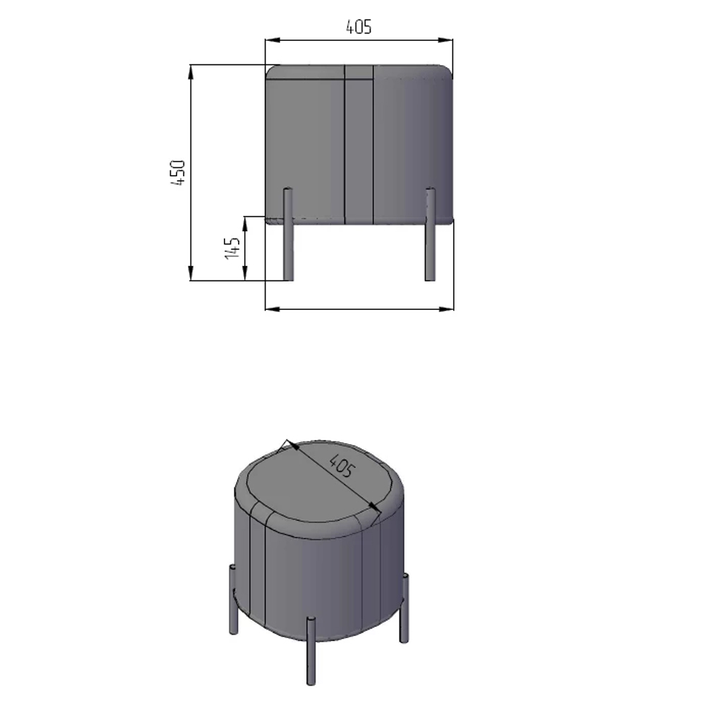 Круглый пуф на металлических ножках с обивкой из рогожки Casey Poof в Краснодаре