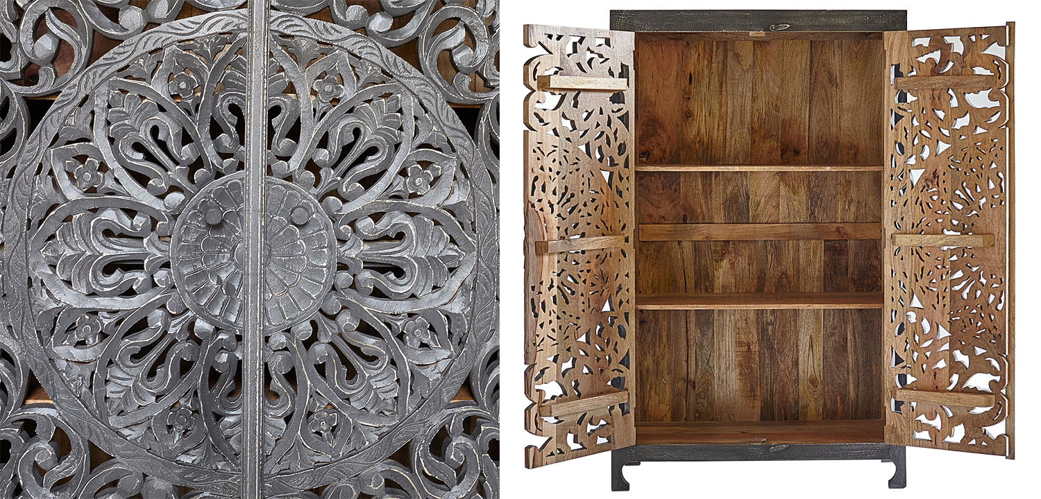 Шкаф Indian Antique White Furniture Cupboard Mistry серый - фото