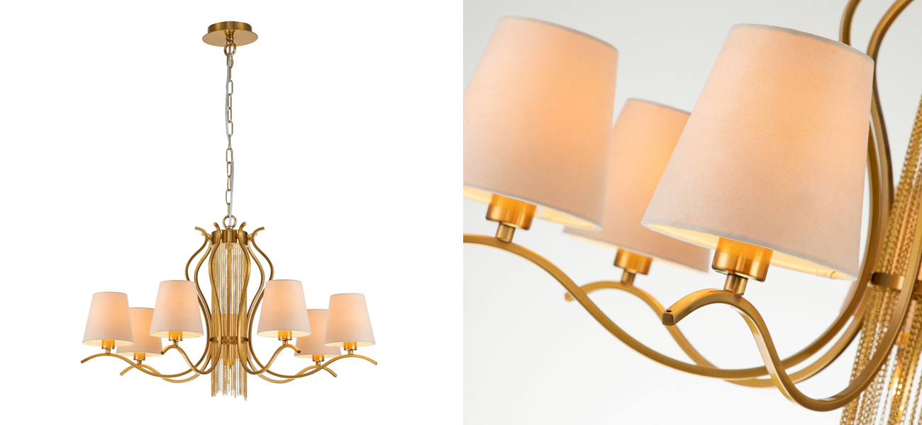 Люстра с абажурами из велюровой ткани Gracy D75 см - фото