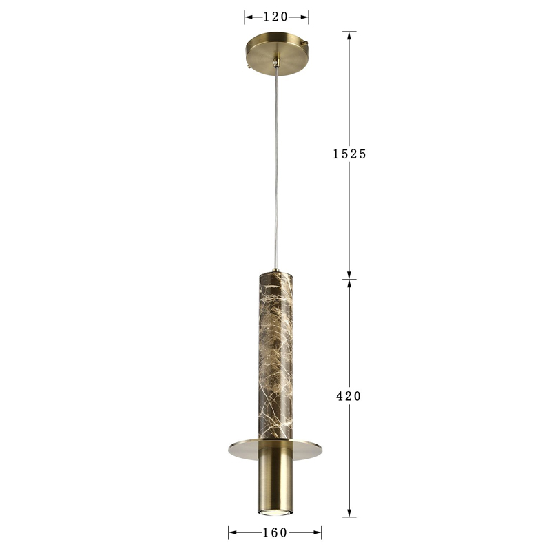 Подвесной светильник с декором под коричневый мрамор Shaw Marble Brass в Краснодаре