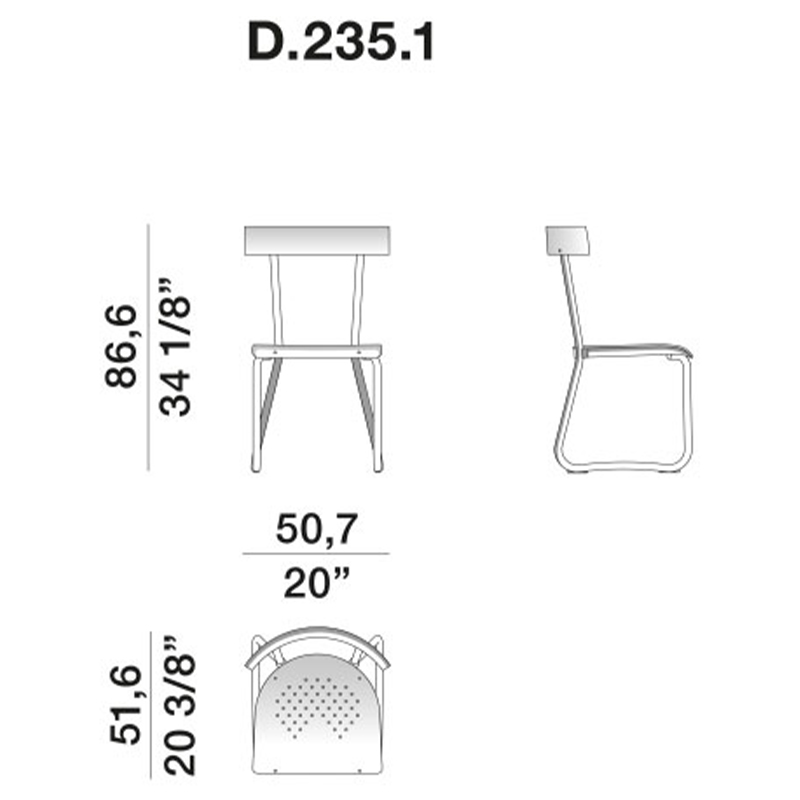 Дизайнерский стул из алюминия Gio Ponti D.235.1 Chair в Краснодаре