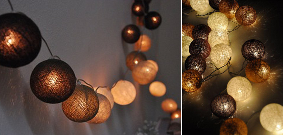 Гирлянда хлопковые фонарики Сotton Ball Brown - Loft-Concept в Краснодаре