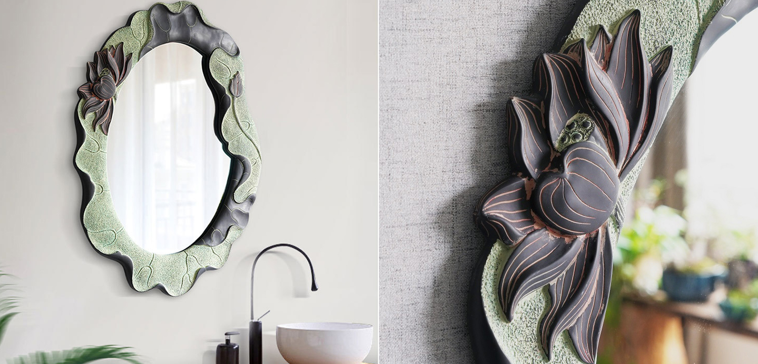 Зеркало Mirror Lotus Flowers oval - фото