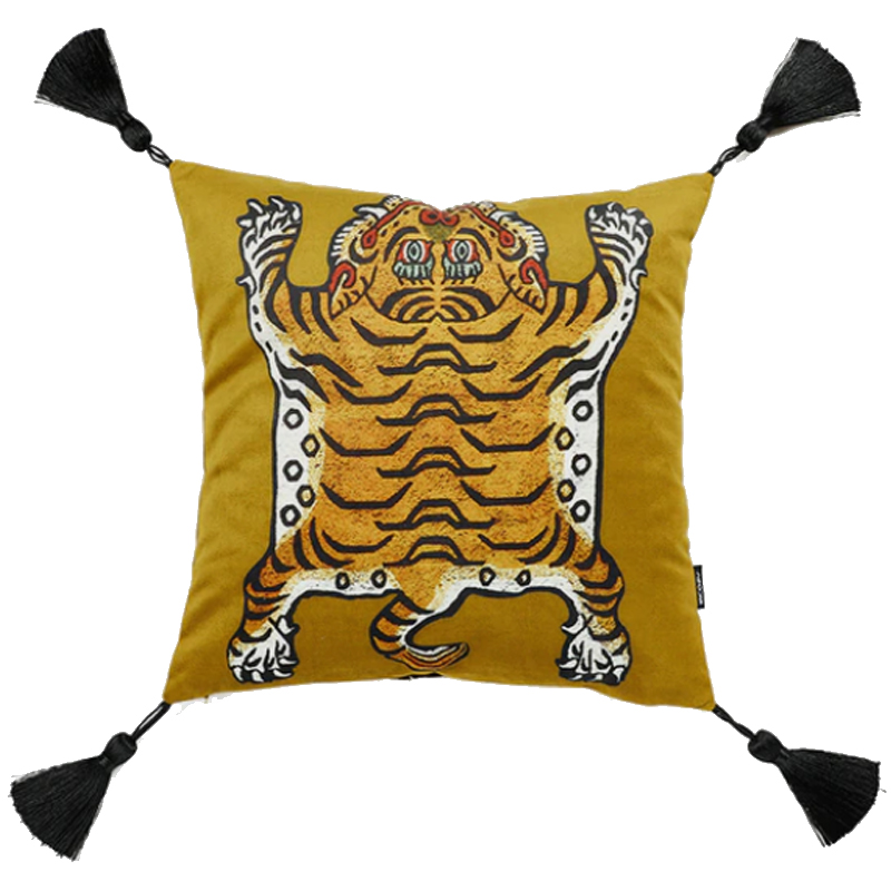 Бежевая Подушка Тибетский Тигр TIBETAN TIGER Бежевый в Краснодаре | Loft Concept 