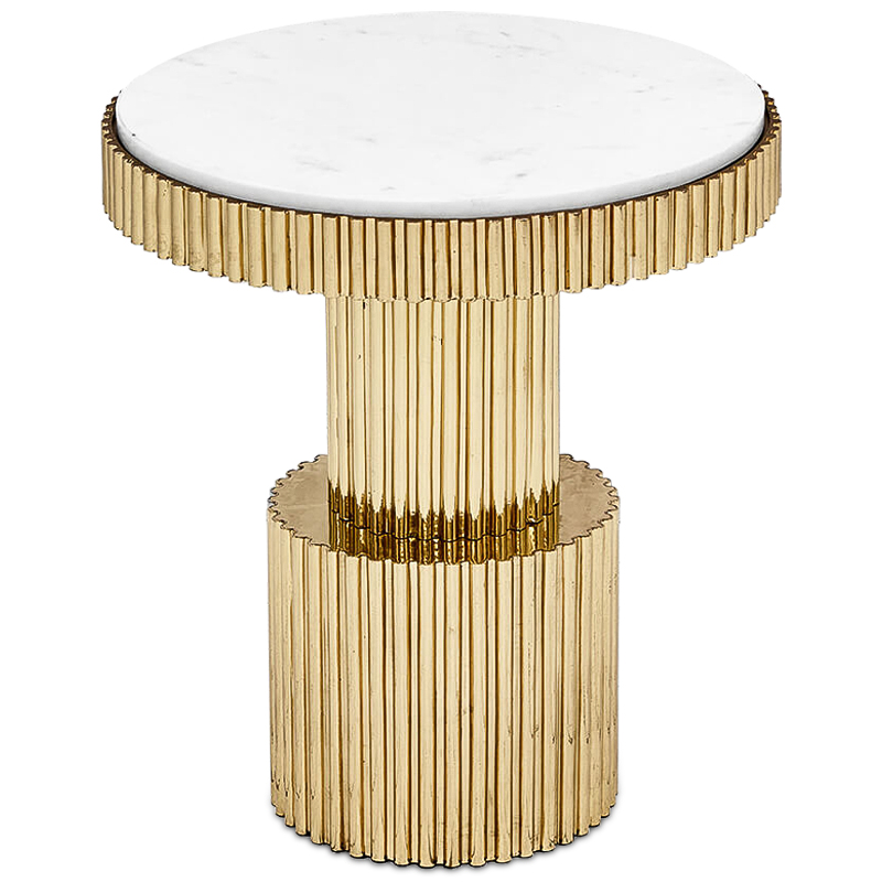 Приставной стол Brass Column Side Table Белый Латунь в Краснодаре | Loft Concept 