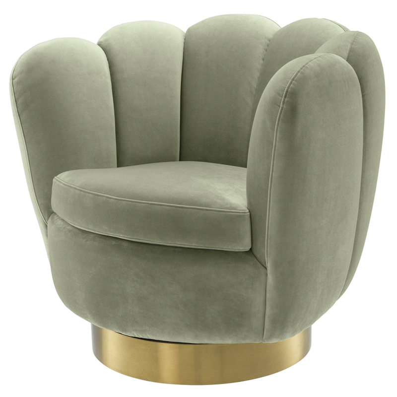 Кресло Eichholtz Swivel Chair Mirage pistache green Зеленый шалфей Матовая латунь в Краснодаре | Loft Concept 