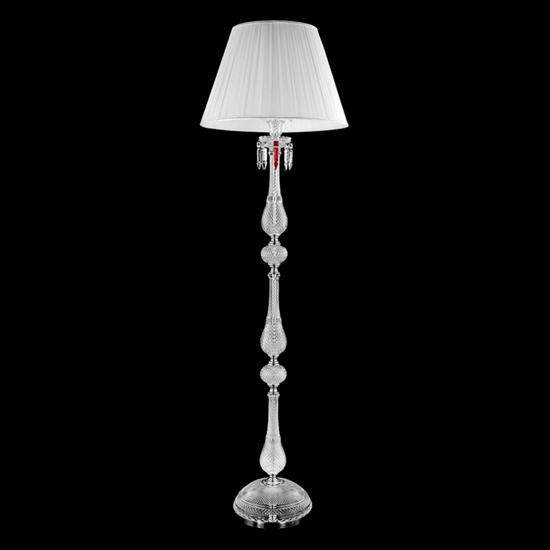 Торшер с белым текстильным абажуром и хрустальными подвесками Lustre Reverie Хром Прозрачное Стекло Белый Торшер с белым текстильным абажуром и хрустальными подвесками Lustre Reverie Хром Прозрачное Стекло Белый в Краснодаре | Loft Concept
