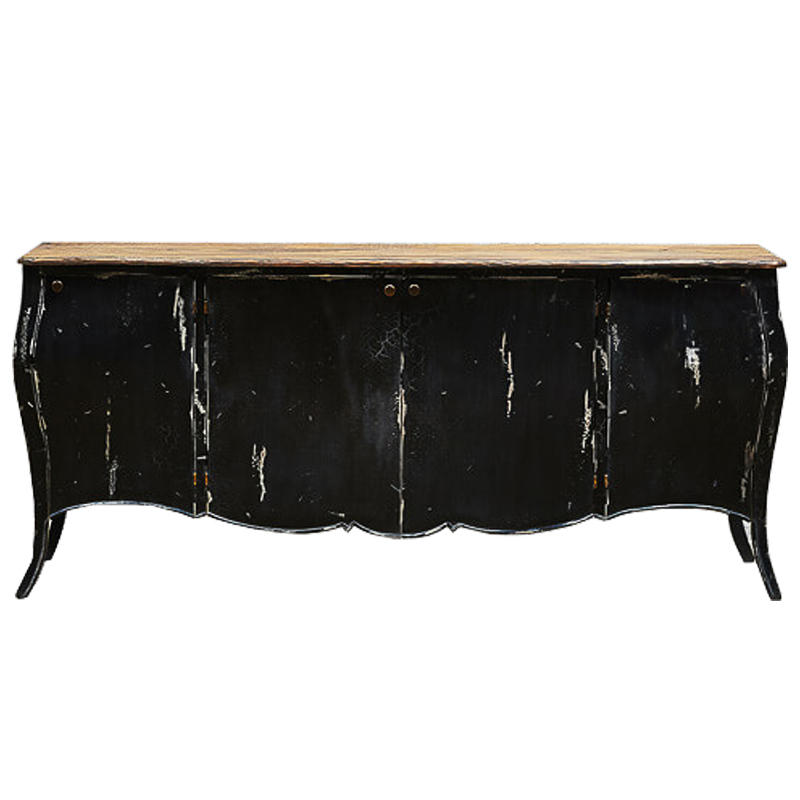 Комод длинный в стиле прованс Black Vintage Commode Черный Коричневый Винтажный черный в Краснодаре | Loft Concept 