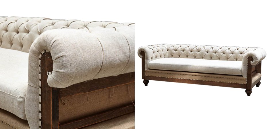 Диван Deconstructed Chesterfield Sofa triple Ivory Linen Диван Deconstructed Chesterfield Sofa triple Ivory Linen - Loft-Concept в Краснодаре