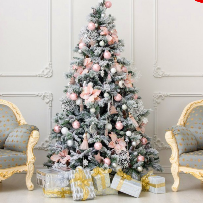 Ель Дизайнерская Розовый декор Christmas Tree Black Pink Fowers Розовый Белый Зеленый в Краснодаре | Loft Concept 