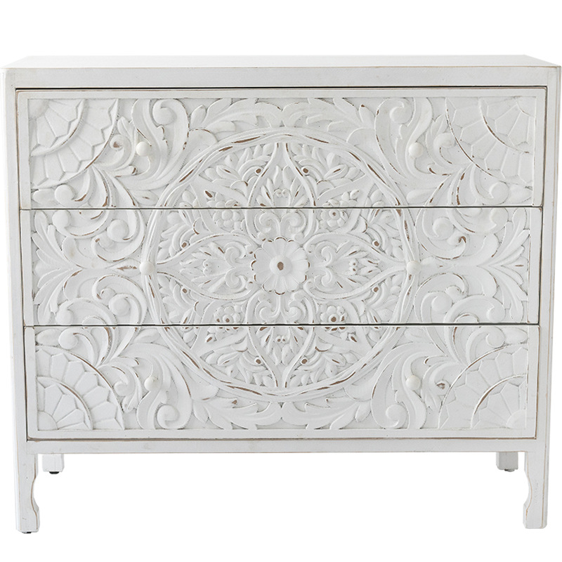 Комод с резным декорированным фасадом Matsi Provence Chest of Drawers Белый Белый в Краснодаре | Loft Concept 