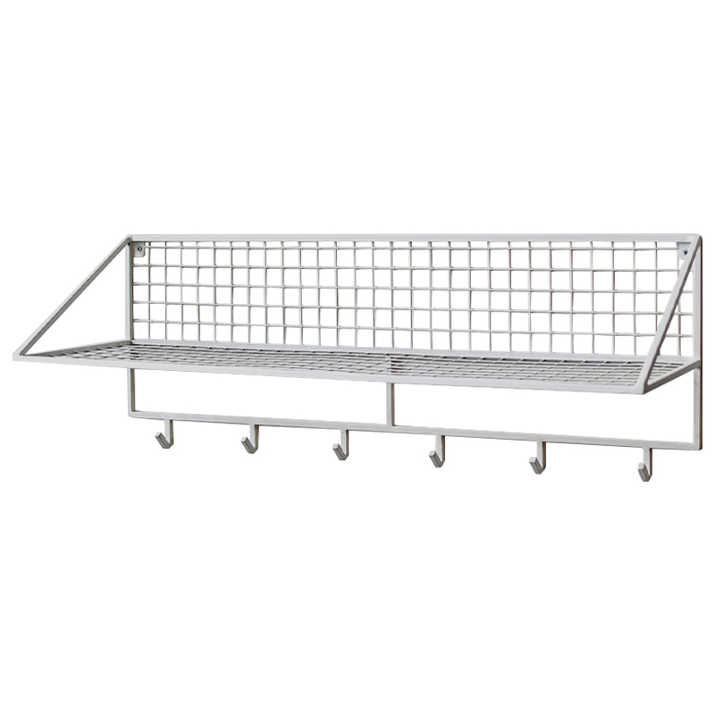 Вешалка с полкой Rhian Industrial Metal Rust Shelf White Белый в Краснодаре | Loft Concept 