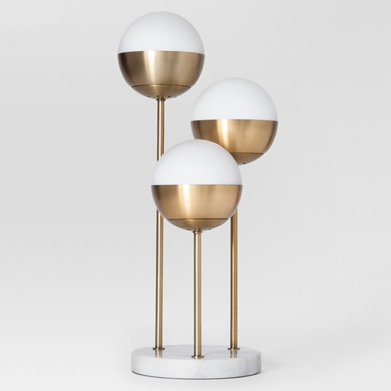 Geneva Glass Table Lamp Triple Globe Белый Латунь в Краснодаре | Loft Concept 