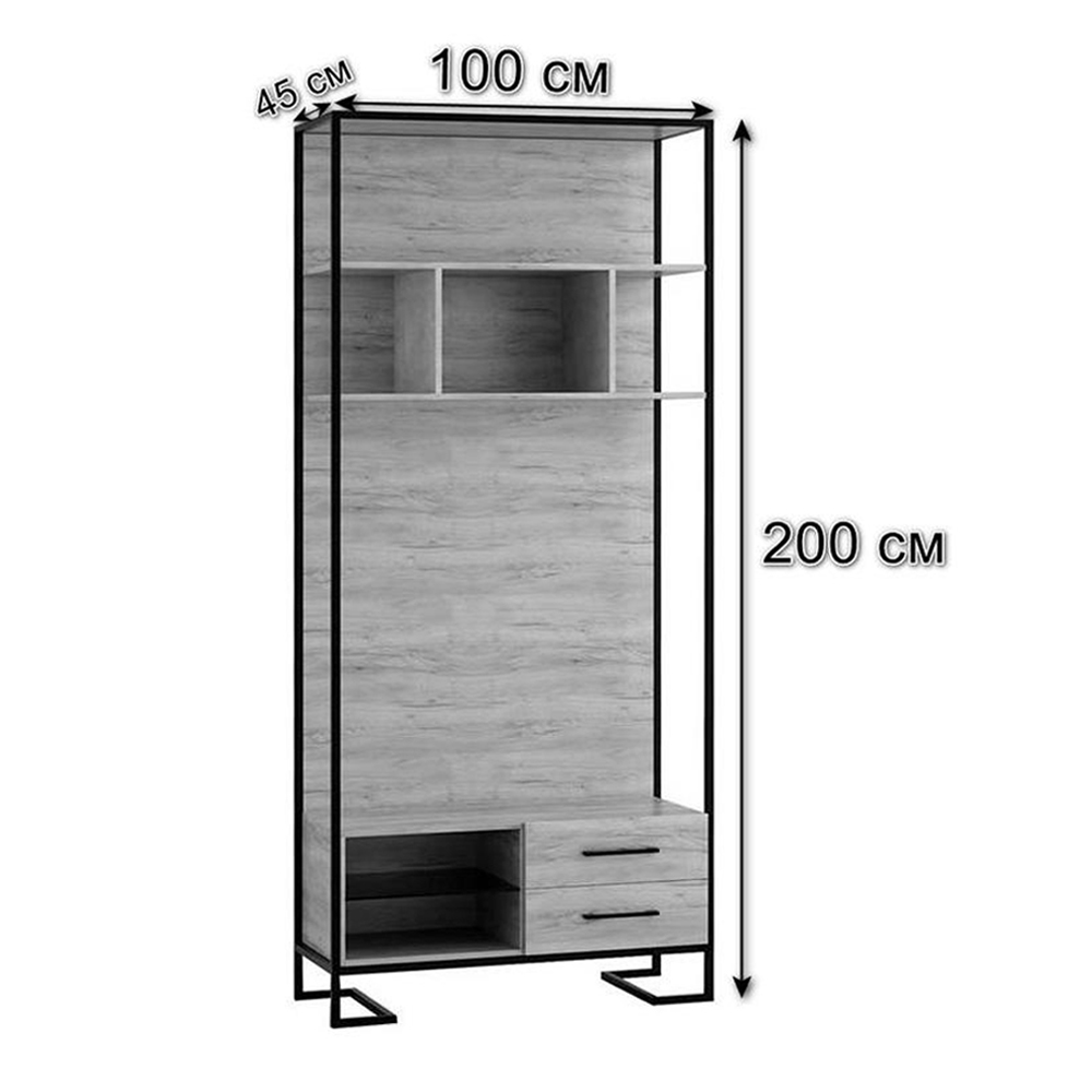 Стеллаж под TV в стиле лофт с открытыми полками и ящиками Urban Style Space в Краснодаре