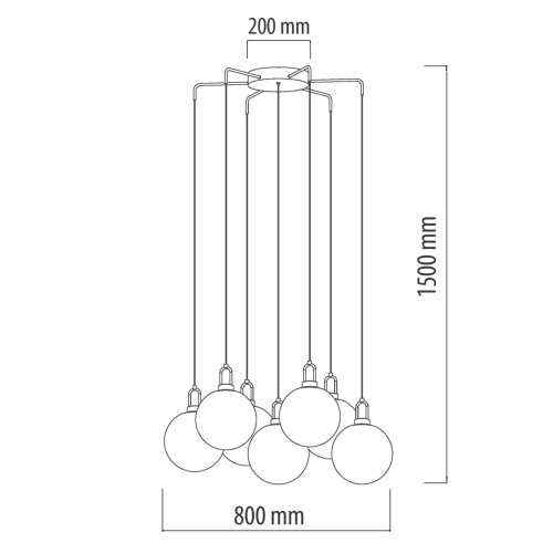 Люстра с 7-ю плафонами из прозрачного стекла в форме шара Orb Cascade  в Краснодаре