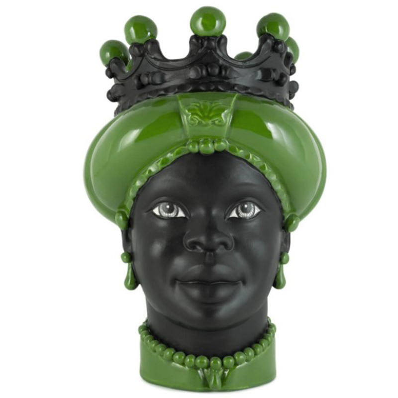 Ваза VASE MORO LADY CROWN DARK light green Черный Зеленый в Краснодаре | Loft Concept 