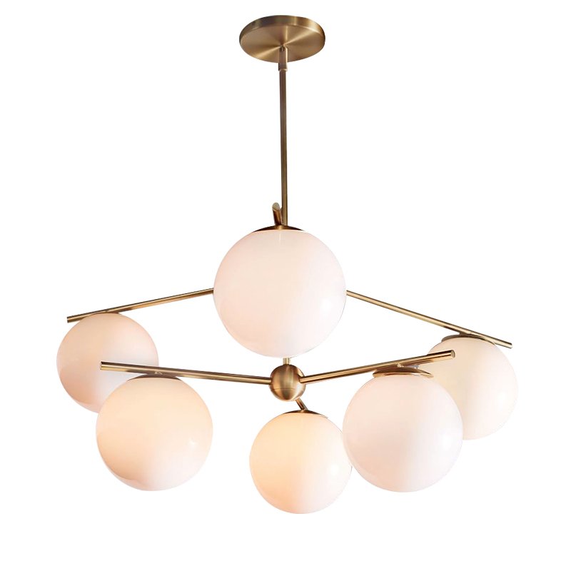 Люстра Sphere Stem 6-Light Chandelier Bronze Латунь Белый в Краснодаре | Loft Concept 