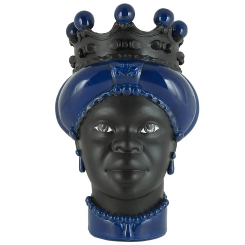 Ваза VASE MORO LADY CROWN DARK blue Черный Синий в Краснодаре | Loft Concept 