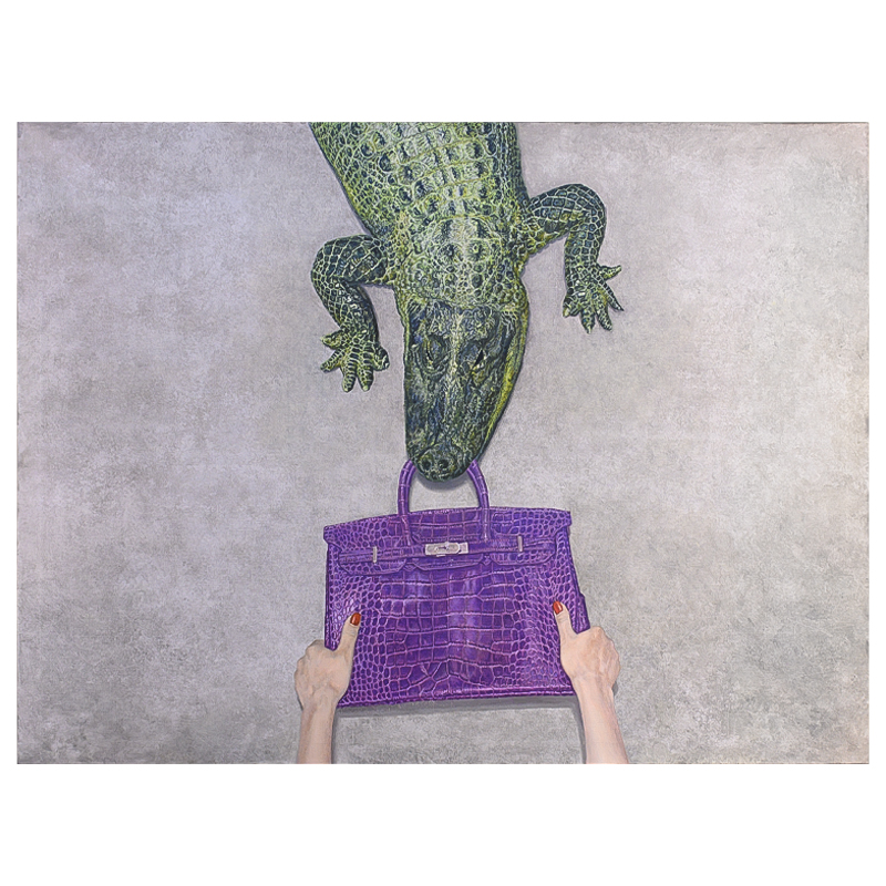 Картина Gator Birkin Hands Серый Фиолетовый Зеленый Красный в Краснодаре | Loft Concept 