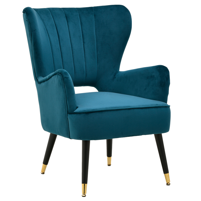 Кресло Drummond Armchairs Blue Морская синь Черный в Краснодаре | Loft Concept 