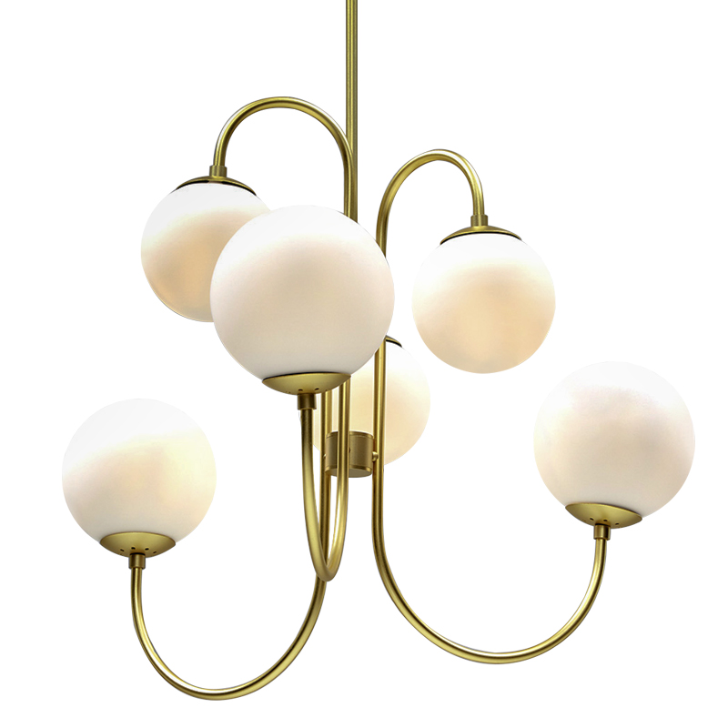 Люстра Gooseneck Pelle Gold Chandelier Белый Золотой в Краснодаре | Loft Concept 