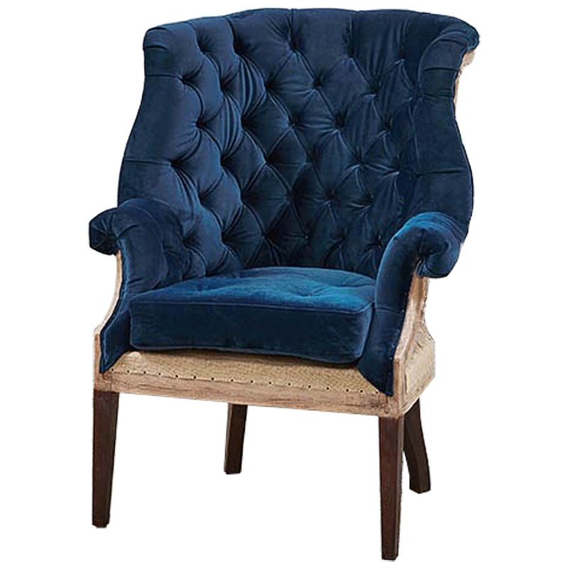 Кресло Gamilton Armchair Blue Синий Коричневый в Краснодаре | Loft Concept 