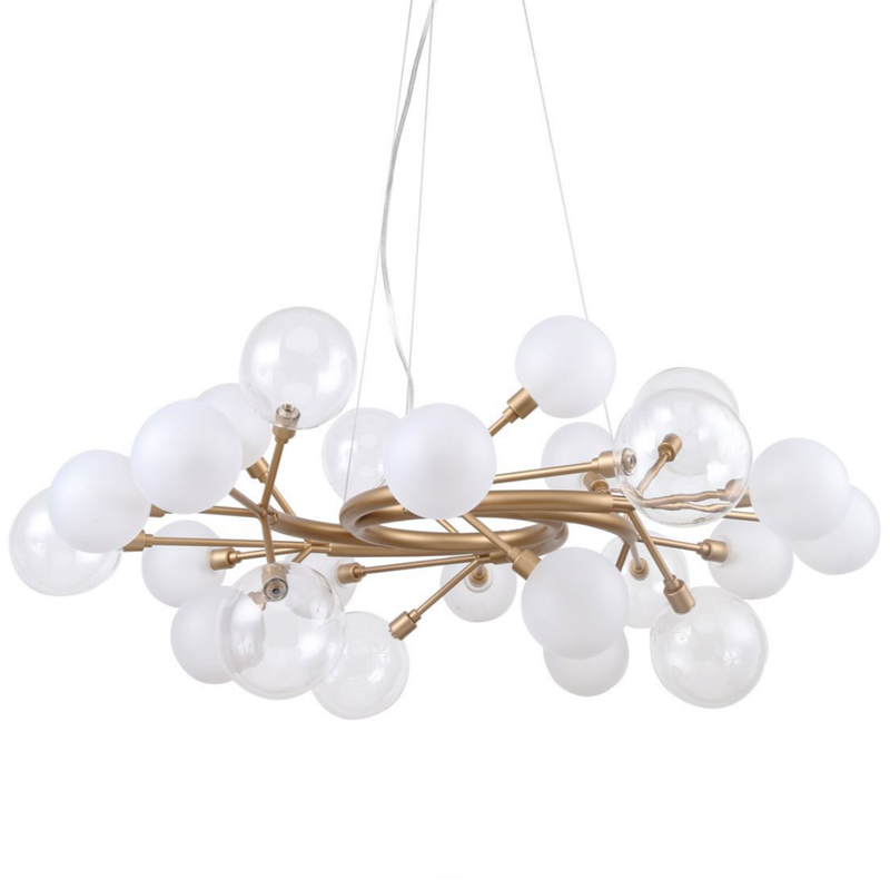 Люстра Berries Chandelier White 85 матовое золото Прозрачный Прозрачный белый в Краснодаре | Loft Concept 