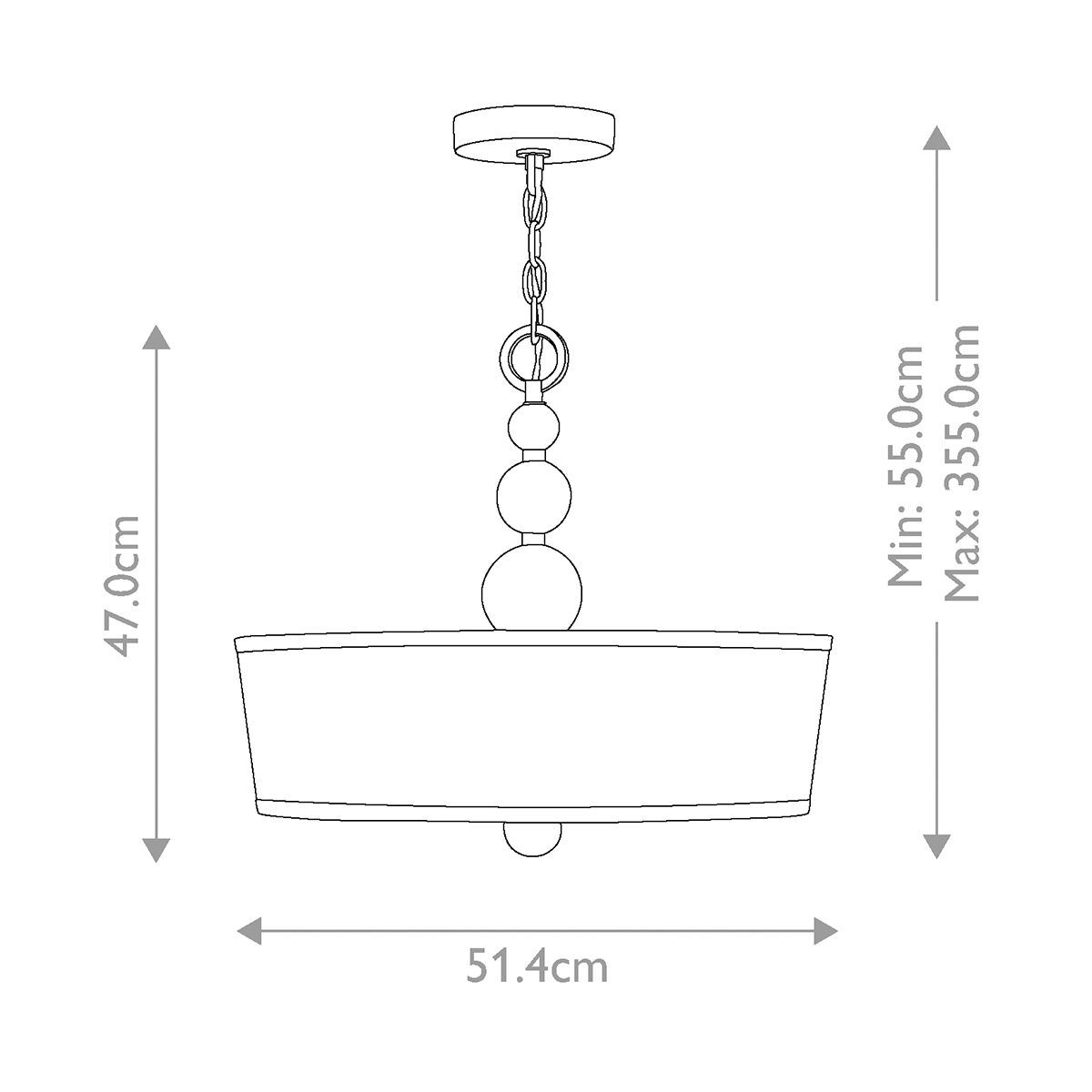 Люстра подвесная с белым тканевым цилиндрическим абажуром и декоративными шарами Hinkley в Краснодаре