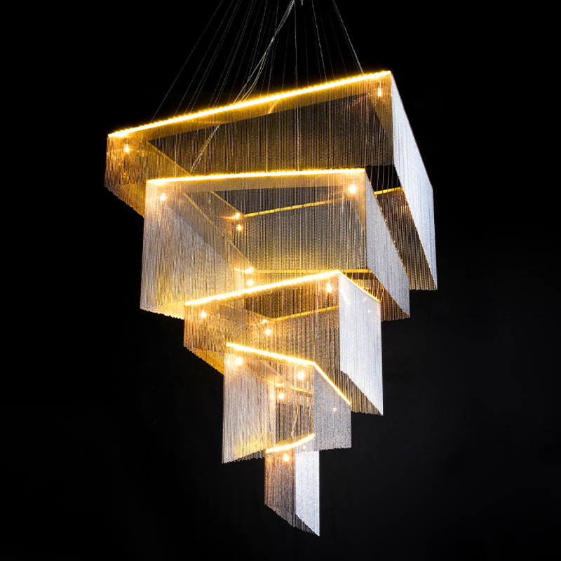 Люстра Золотые цепочки Willowlamp Geometric Storm Gold Золотой в Краснодаре | Loft Concept 