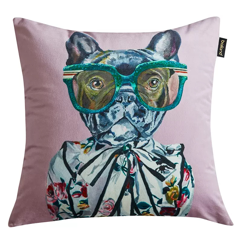 Декоративная подушка Стиль Gucci Dog Fashion Animals Cushion Lilac Мульти Сиреневый в Краснодаре | Loft Concept 