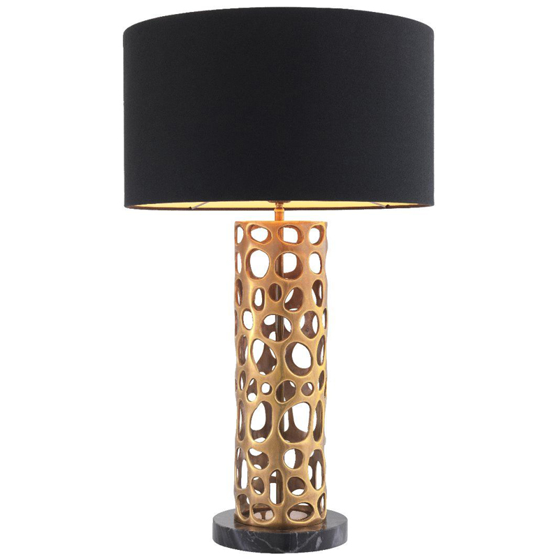 Настольная лампа Eichholtz Table Lamp Dix Brass Черный Винтажная латунь Черный Мрамор Nero Золотой в Краснодаре | Loft Concept 