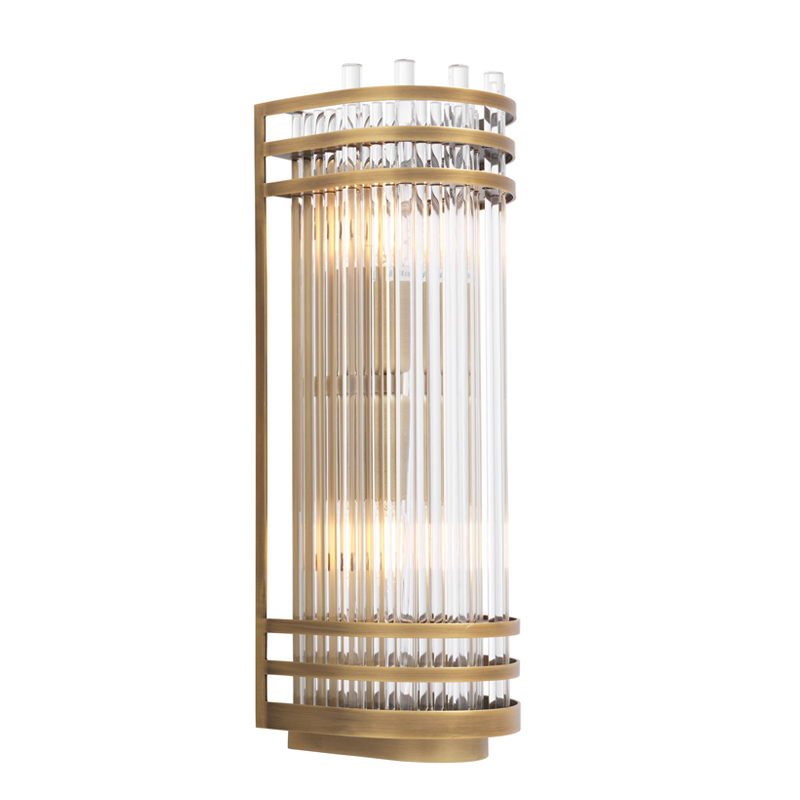 Бра Eichholtz Wall Lamp Gulf S Brass Латунь Античная полированная Прозрачный в Краснодаре | Loft Concept 