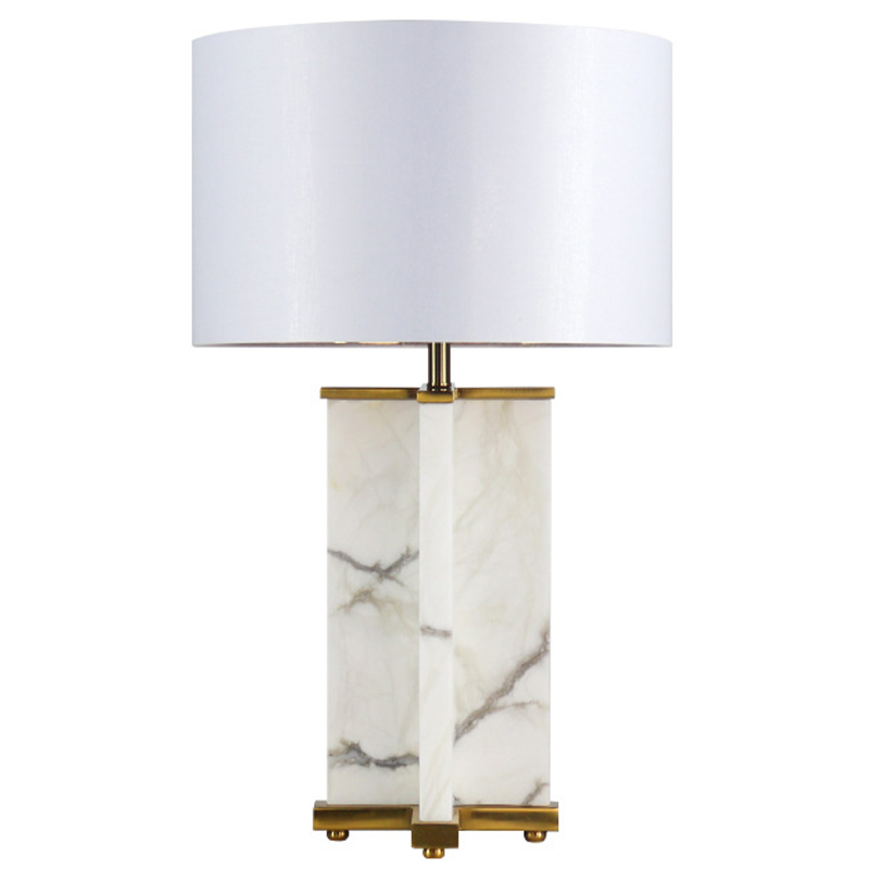 Настольная лампа Cecily Marble Table Lamp Белый Белый Мрамор Bianco Латунь в Краснодаре | Loft Concept 