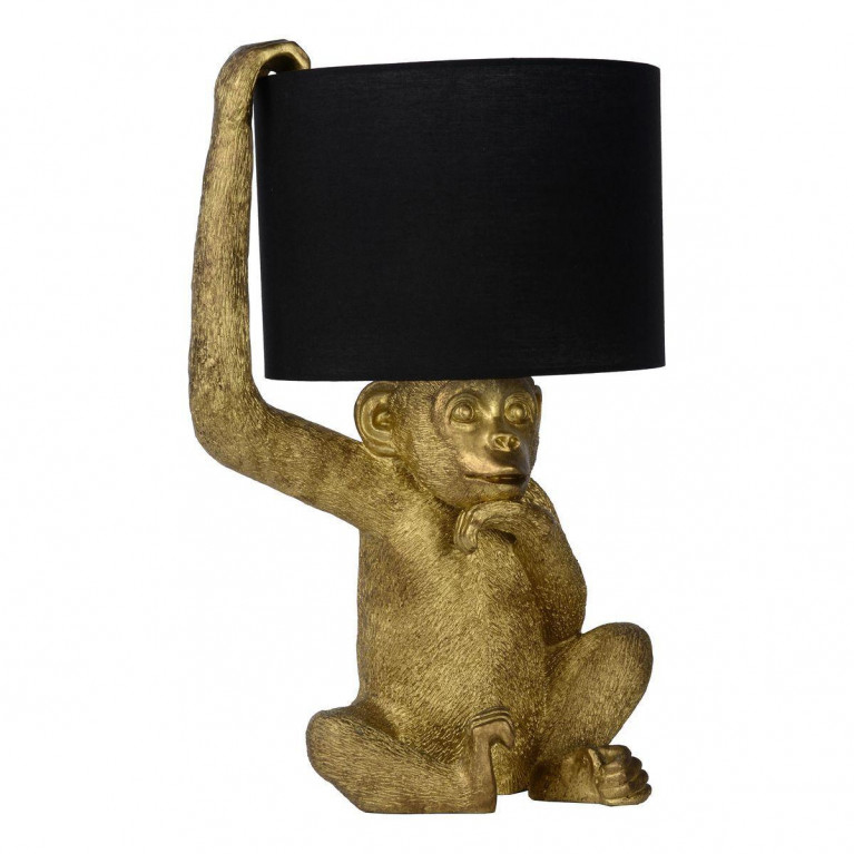 Настольная лампа с Золотой Обезьяной Monkey holding a lampshade Черный Золотой в Краснодаре | Loft Concept 