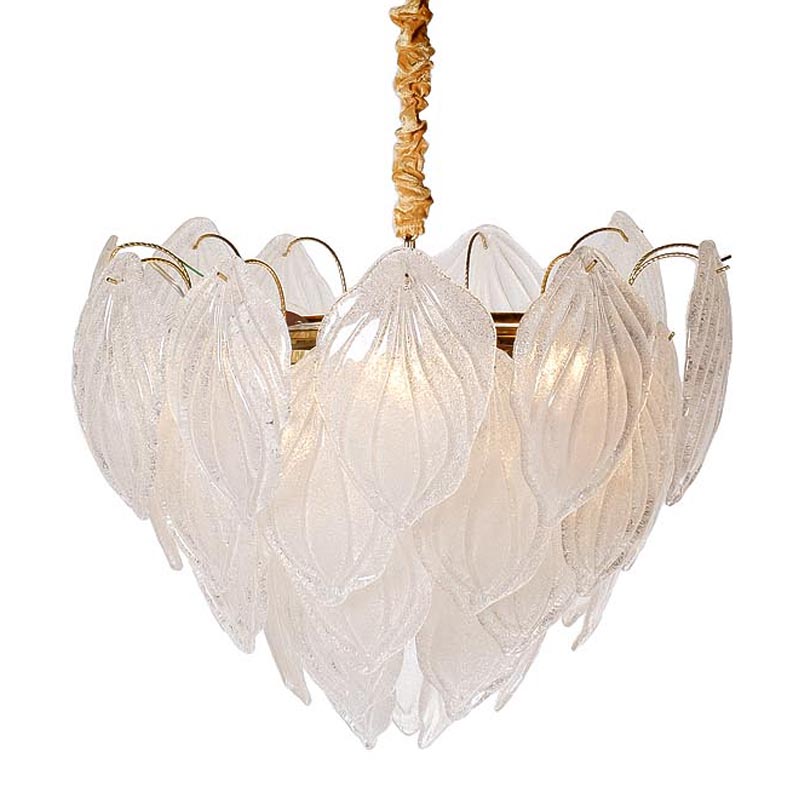 Люстра Textured Glass Chandelier Petal 8 Глянцевое золото в Краснодаре | Loft Concept 