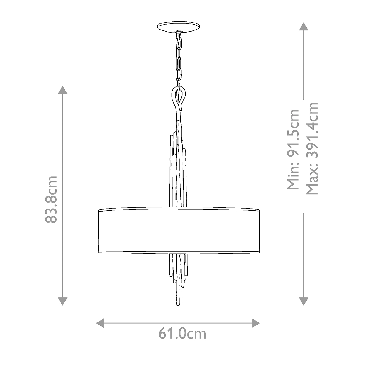 Люстра подвесная с широким белым текстильным абажуром и вертикальными декоративными элементами Hinkley в Краснодаре