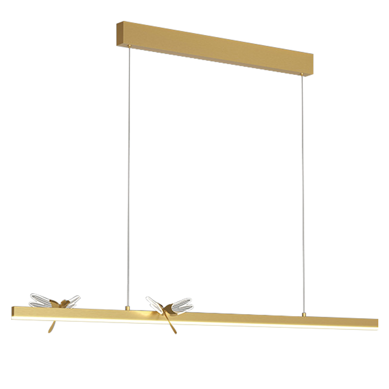 Линейный светильник со стрекозами Dragonfly Linear Chandelier Gold Золотой Прозрачный в Краснодаре | Loft Concept 