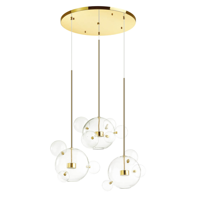 Люстра Transparent Bubble Chandelier Gold Circle Глянцевое золото Прозрачный в Краснодаре | Loft Concept 