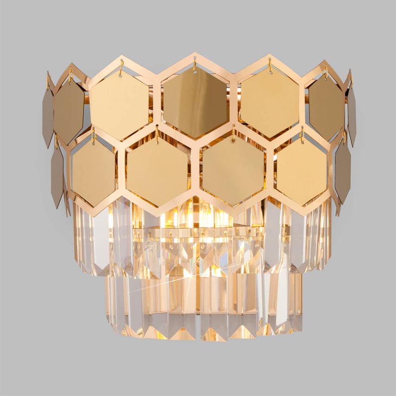 Бра Hanging Hexagon Moira Sconce gold Прозрачный (Transparent) Золотой в Краснодаре | Loft Concept 