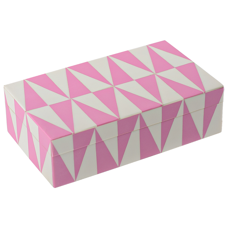 Шкатулка Pink Triangles Bone Inlay Box Розовый Белый в Краснодаре | Loft Concept 