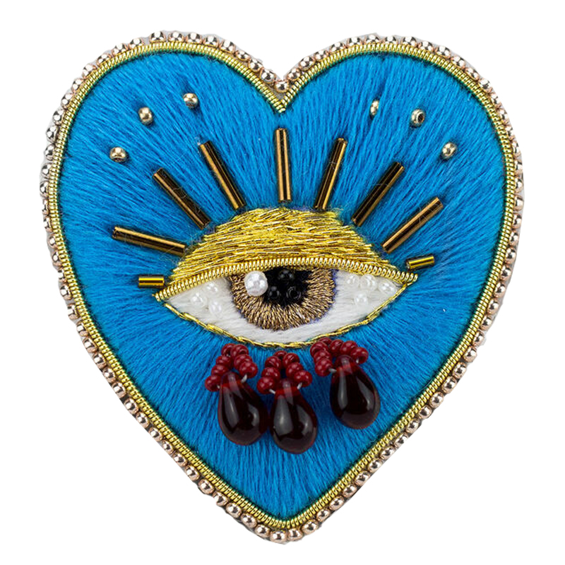 Авторская Брошь Синее Сердце Королевы Brooch Blue Heart Queen Синий в Краснодаре | Loft Concept 