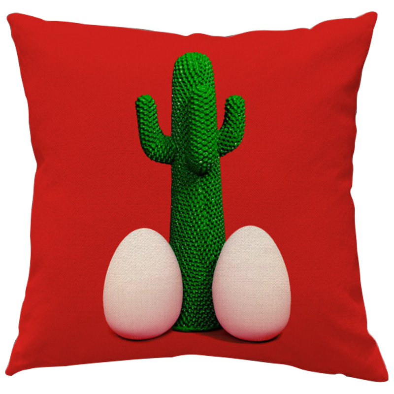 Декоративная подушка Seletti Cushion God Cactus Красный Зеленый Белый в Краснодаре | Loft Concept 