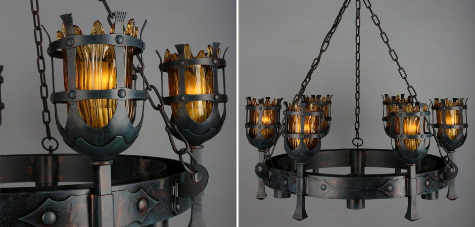 Люстра с плафонами в форме факелов Camelot - фото №1