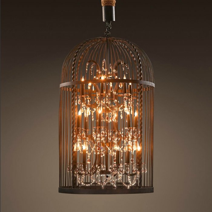 Люстра Steampunk Birdcage Chandelier Искусственная бурая ржавчина Черный в Краснодаре | Loft Concept 