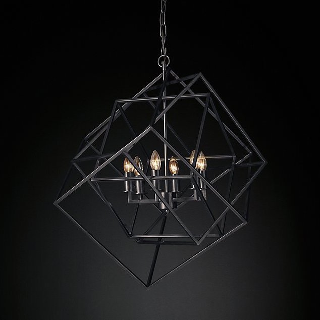 Люстра RH Caged Cubist Pendant black Черный в Краснодаре | Loft Concept 