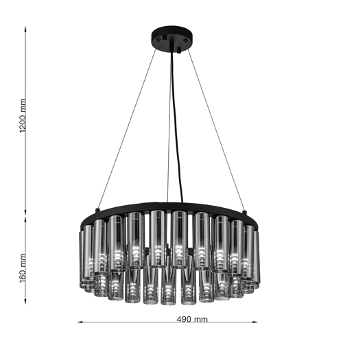 Люстра со стеклянными цилиндрическими плафонами Luminous Cylinders Smoky Round в Краснодаре