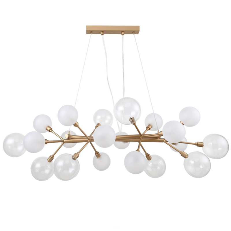 Люстра Berries Chandelier Rectangle White 100 матовое золото Прозрачный Прозрачный белый в Краснодаре | Loft Concept 