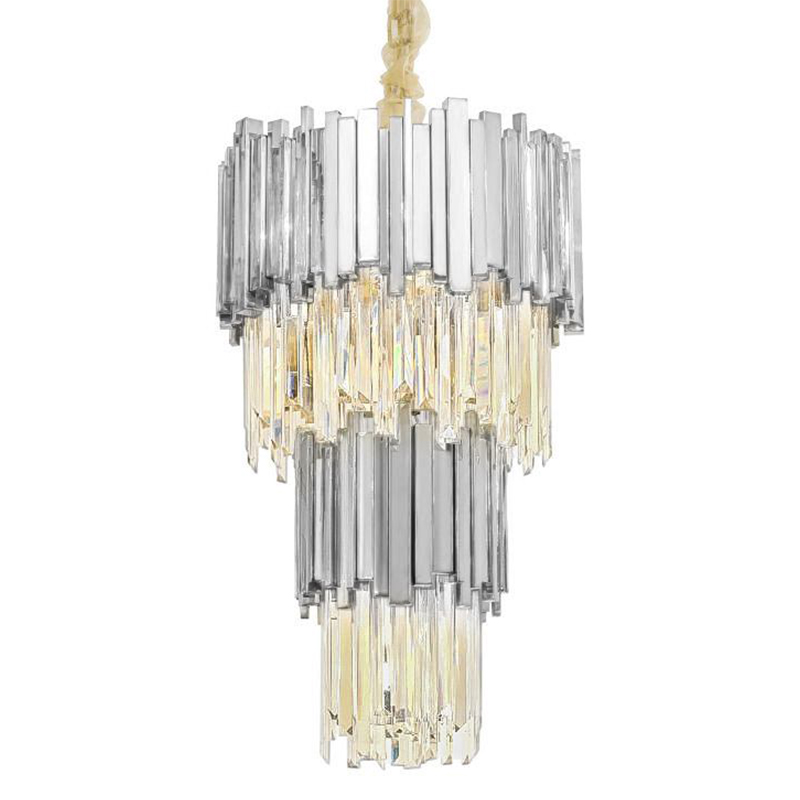 Люстра многоярусная Luxxu Modern Cascade Chandelier Silver Metal Glass 45 Серебряный Прозрачное Стекло в Краснодаре | Loft Concept 