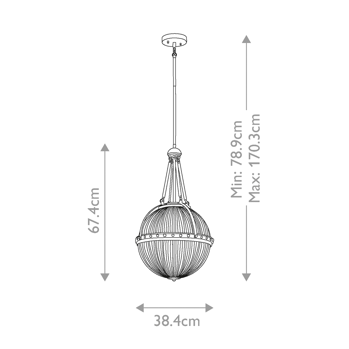 Подвесной светильник с рифленым стеклянным плафоном в форме шара Kichler в Краснодаре