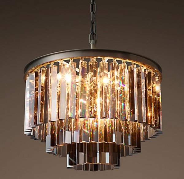 Люстра RH 1920s Odeon Smoke Glass Fringe Chandelier - 3 rings Черный в Краснодаре | Loft Concept 